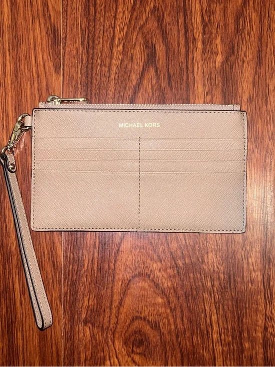 Michael Kors Taupe Saffiano Leather Wristlet Card Case - Picture 1 of 5